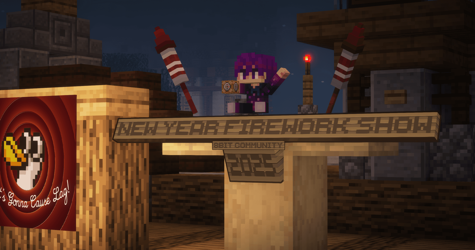 Improved Minecraft firework show screenshot