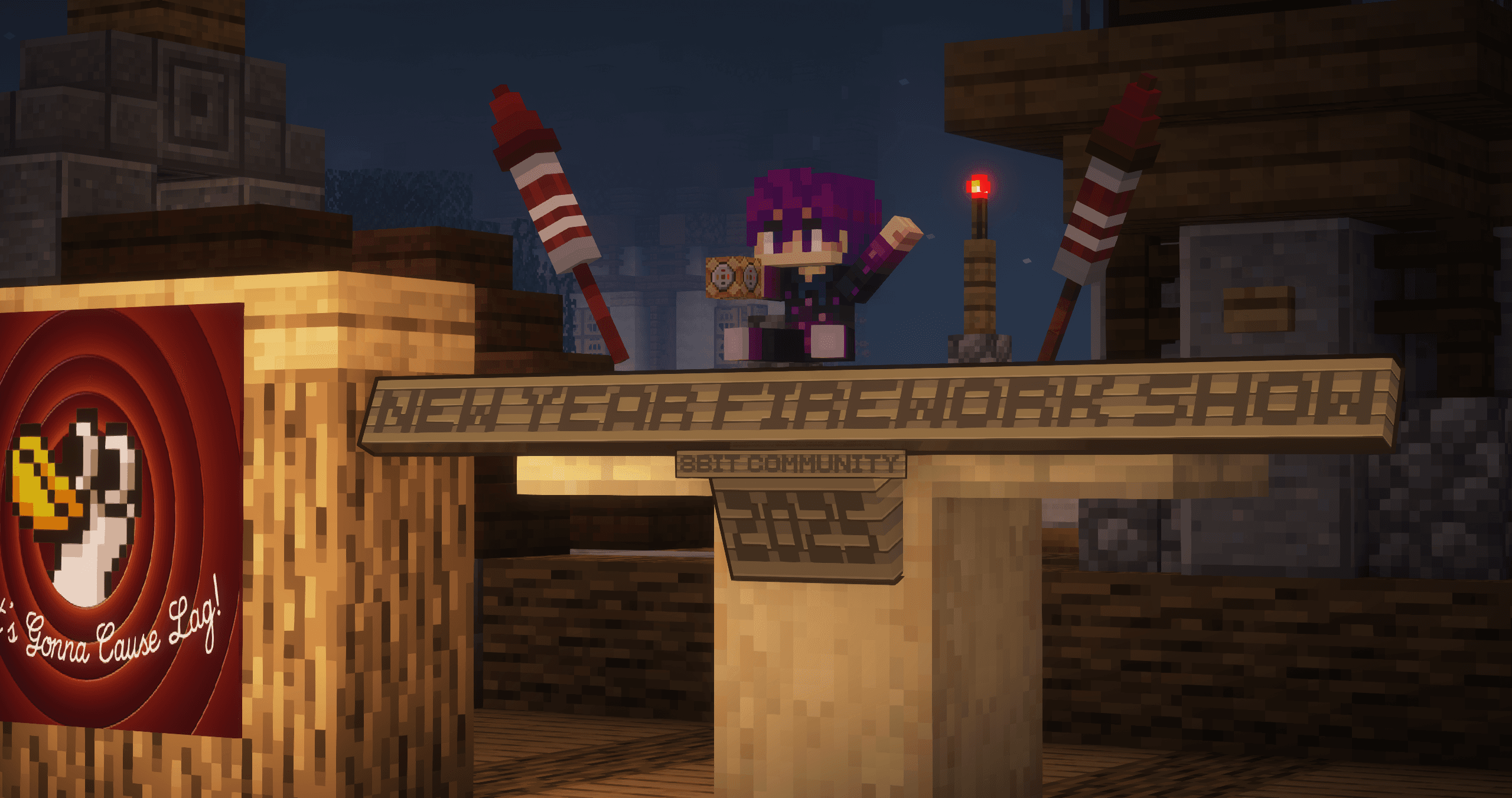 Improved Minecraft firework show